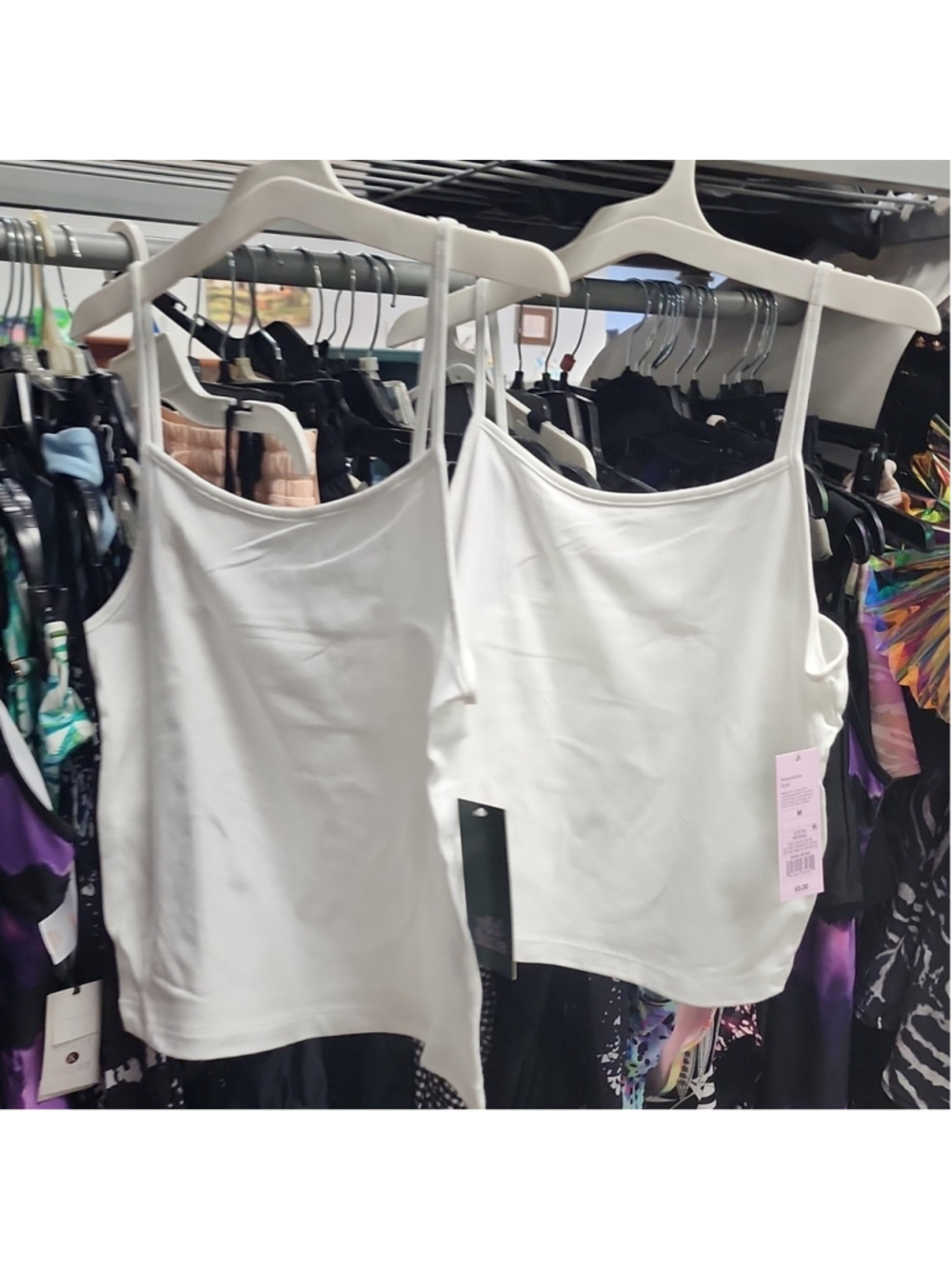 2 Women’s White Solid Spaghetti Strap Camisole Cami Top Shirt, Size S